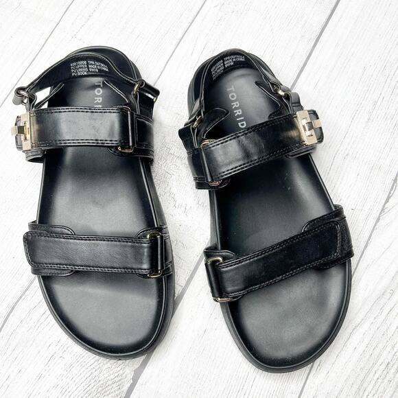 Torrid Black Turnlock Gladiator Sandals WW Chunky Band Shoes Size 9WW Extra Wide - Picture 8 of 11